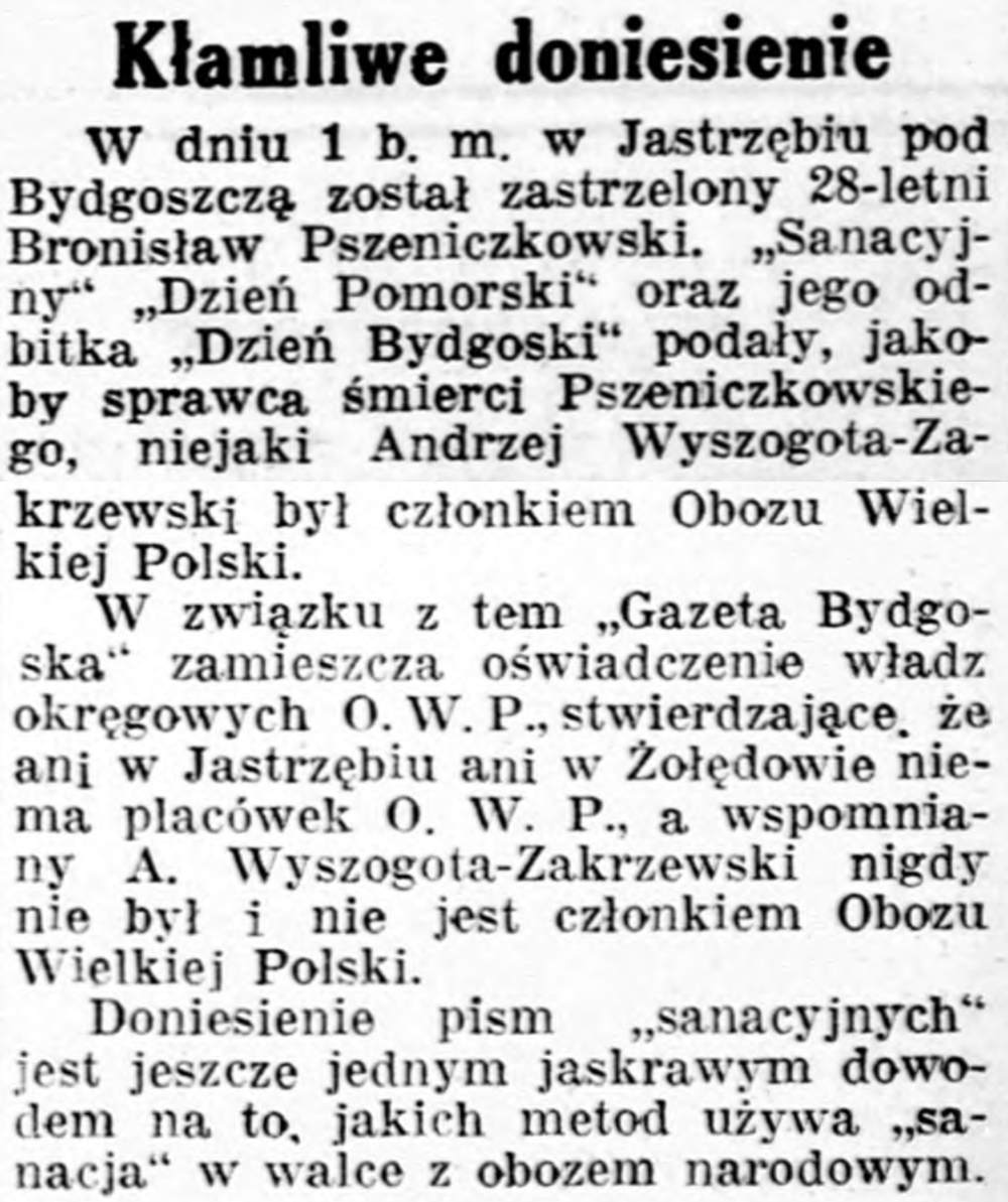 Kłamliwe doniesienie (7 OCT 1931)