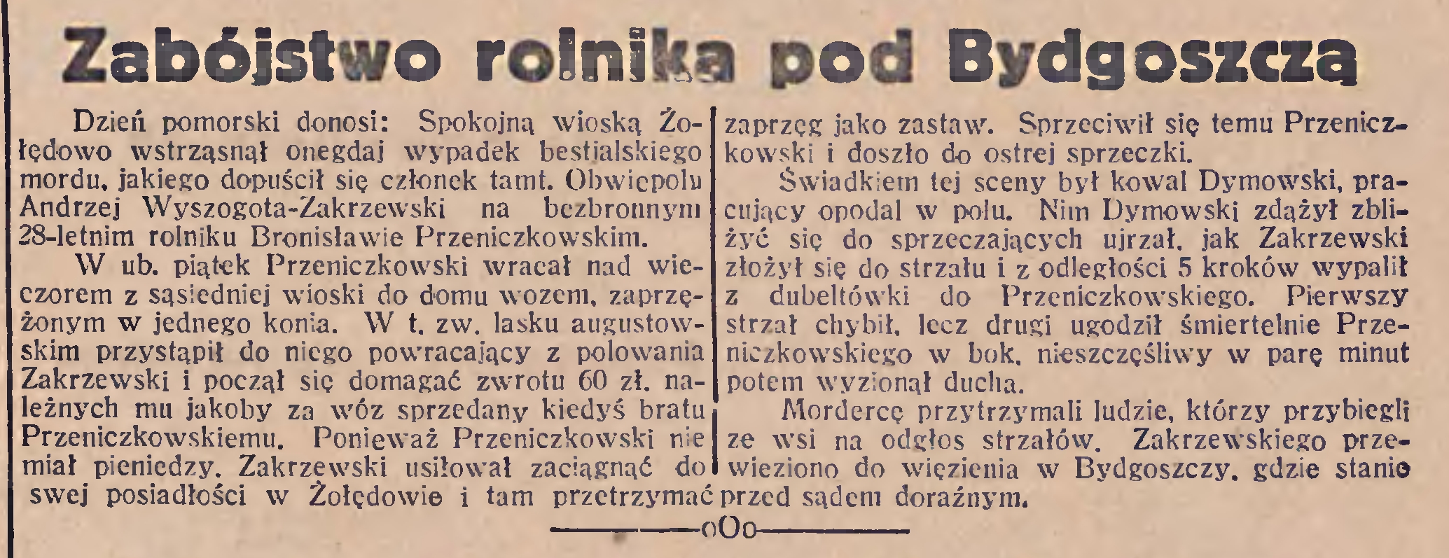 Zabójstwo rolnika pod Bydgoszczą (7 OCT 1931)