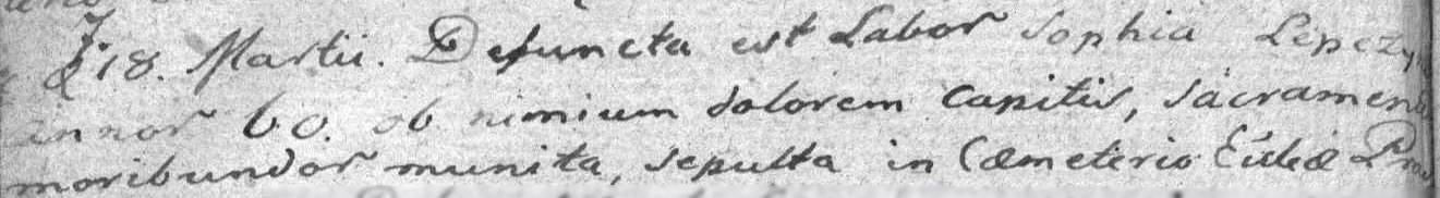 Akt zgonu Zofii Lipczak