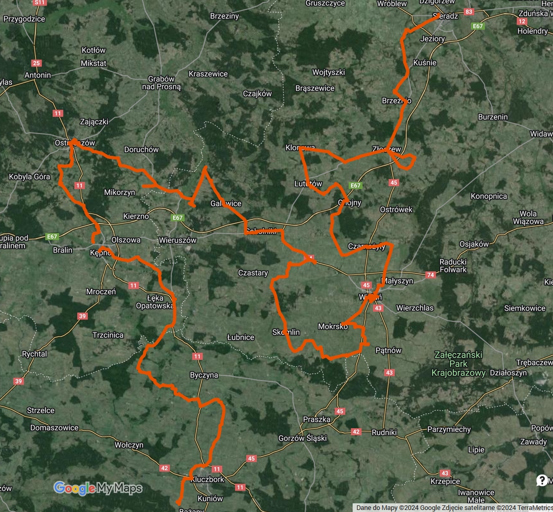 Rowerem śladami przodków 2020 Kępno-Wieluń (mapa)